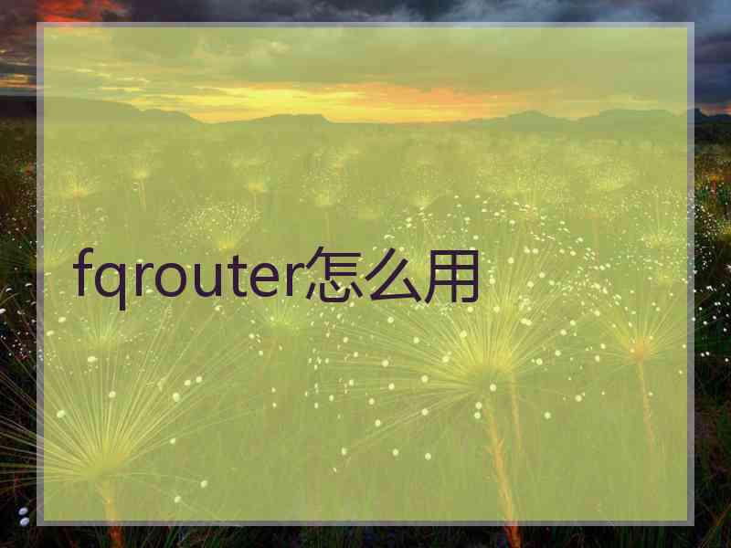 fqrouter怎么用